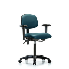 Ergonomic Multifunction Task Chair: Vinyl, 28-1/4" Seat Height, Marine Blue