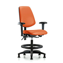 Ergonomic Multifunction Task Chair: Vinyl, 28-1/2" Seat Height, Orange Kist