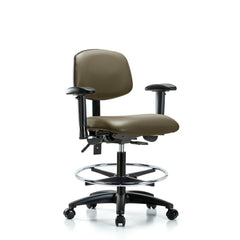 Ergonomic Multifunction Task Chair: Vinyl, 28-1/4" Seat Height, Taupe