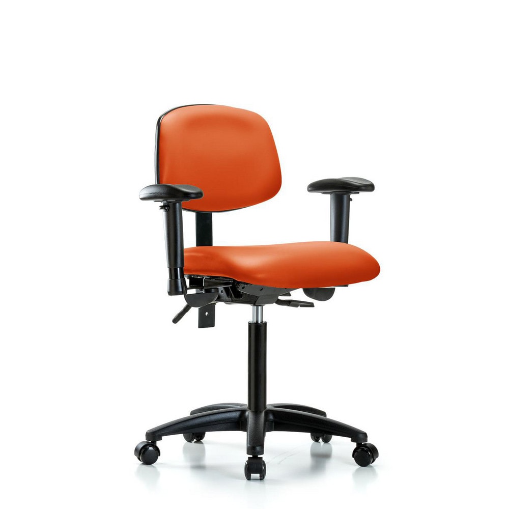 Ergonomic Multifunction Task Chair: Vinyl, 28-1/4" Seat Height, Orange Kist