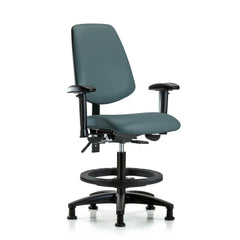 Ergonomic Multifunction Task Chair: Vinyl, 28-1/2" Seat Height, Colonial Blue