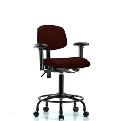 Ergonomic Multifunction Task Chair: Vinyl, 33" Seat Height, Burgundy