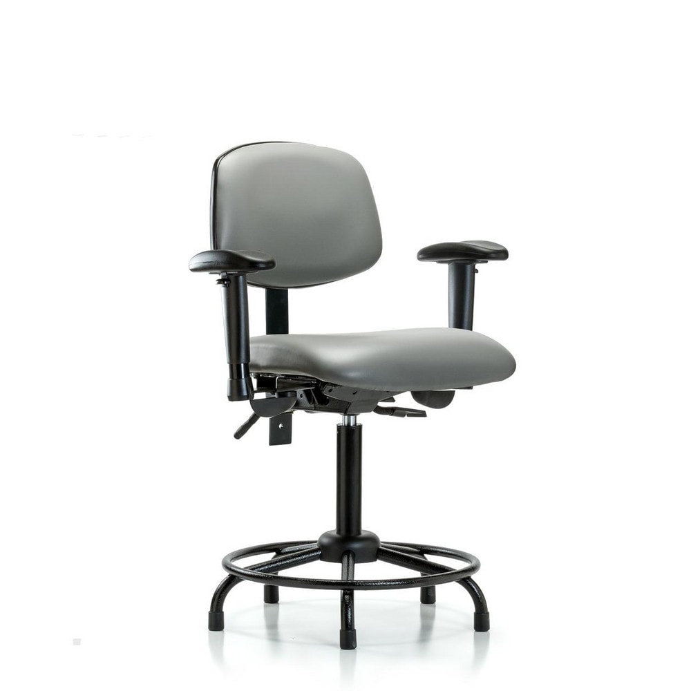 Ergonomic Multifunction Task Chair: Vinyl, 31" Seat Height, Sterling