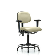 Ergonomic Multifunction Task Chair: Vinyl, 31" Seat Height, Adobe White