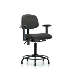 Ergonomic Multifunction Task Chair: Vinyl, 31" Seat Height, Charcoal