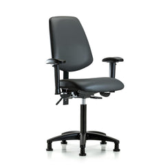 Ergonomic Multifunction Task Chair: Vinyl, 28-1/2" Seat Height, Carbon