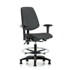 Ergonomic Multifunction Task Chair: Vinyl, 28-1/2" Seat Height, Charcoal