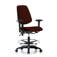 Ergonomic Multifunction Task Chair: Vinyl, 28-1/2" Seat Height, Burgundy