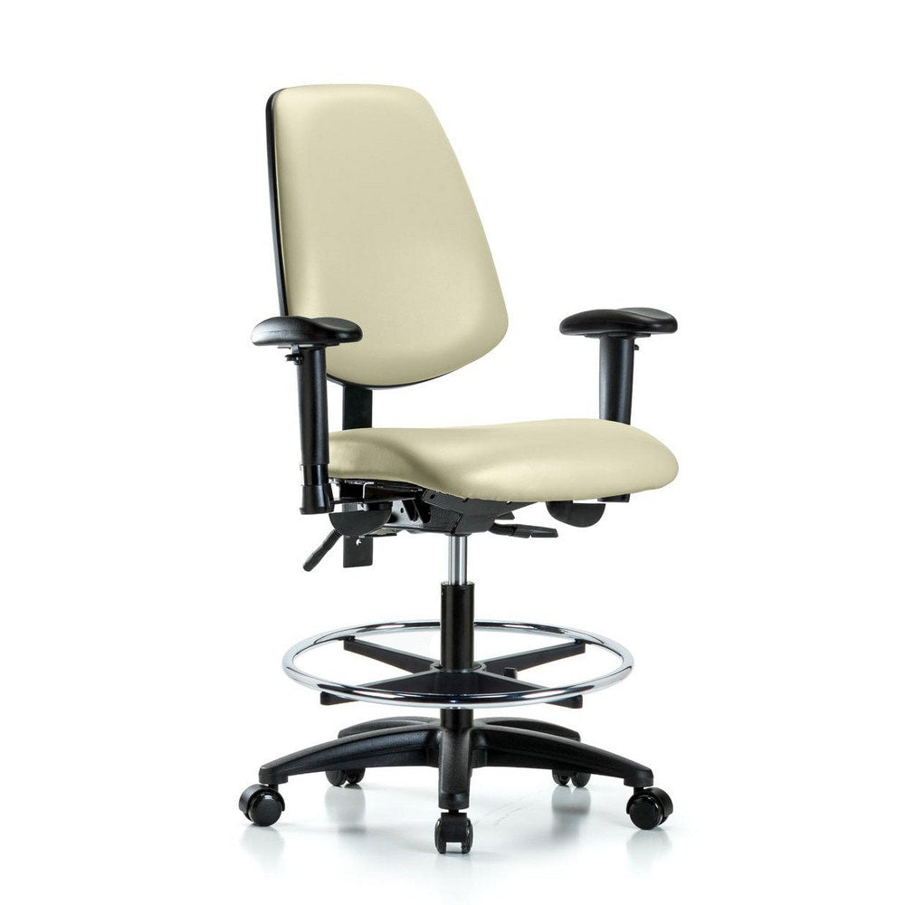 Ergonomic Multifunction Task Chair: Vinyl, 28-1/2" Seat Height, Adobe White