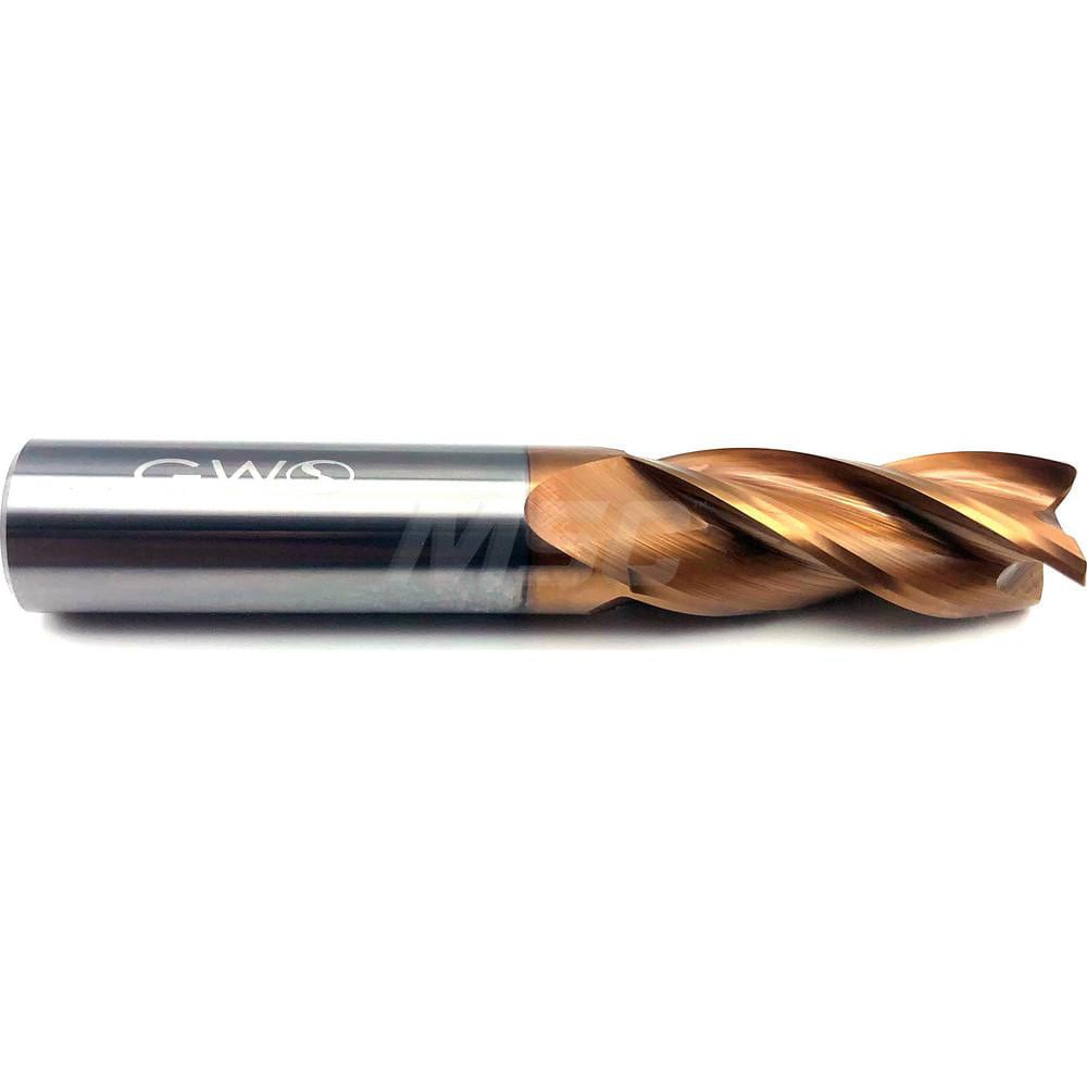 Corner Radius End Mill: 1/2" Dia, 1-1/2" LOC, 0.0300" Radius, 4 Flute, Solid Carbide