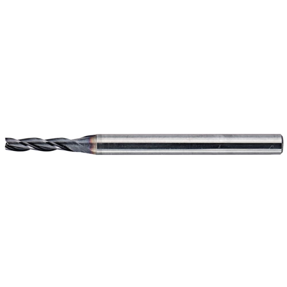 Roughing & Finishing End Mills; Mill Diameter (mm): 0.8; Number Of Flutes: 3; End Mill Material: Solid Carbide; Length of Cut (mm): 1.50; Coating/Finish: AlTiN