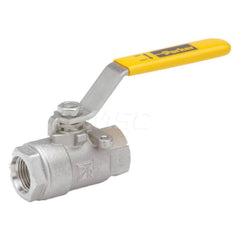 Manual Ball Valve: 1-1/4" Pipe, Female x Female Port, Stainless Steel