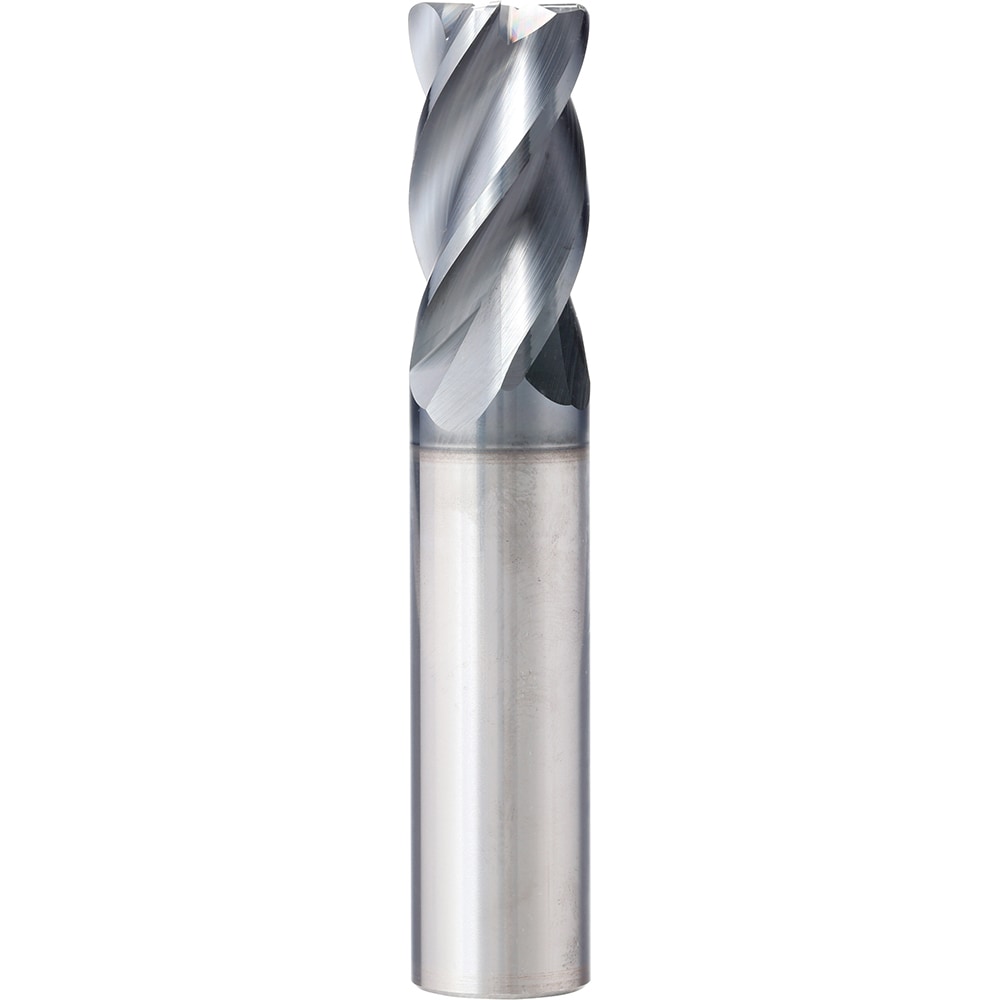 Corner Radius End Mill: 3/8" Dia, 7/8" LOC, 0.0300" Radius, 4 Flute, Solid Carbide