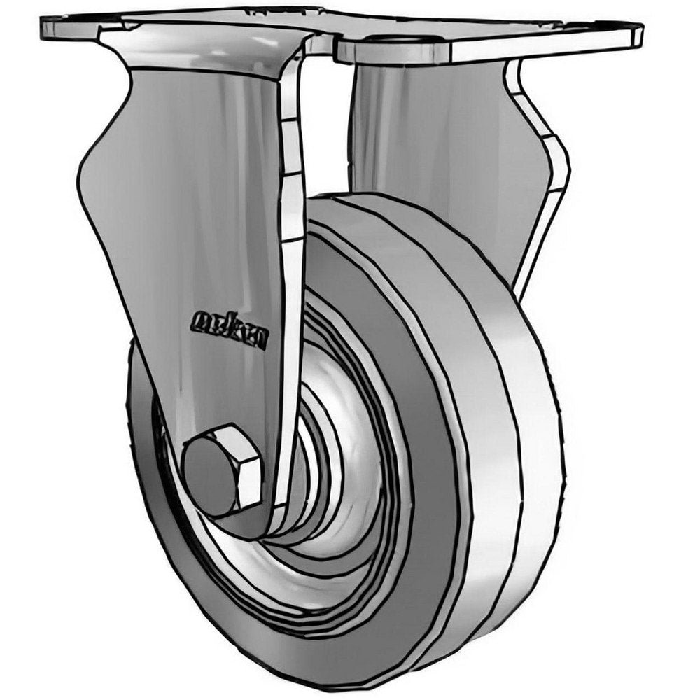 Rigid Top Plate Caster: Rubber on Polypropylene, 3-1/2" Wheel Dia, 1-1/4" Wheel Width, 300 lb Capacity, 4-11/16" OAH