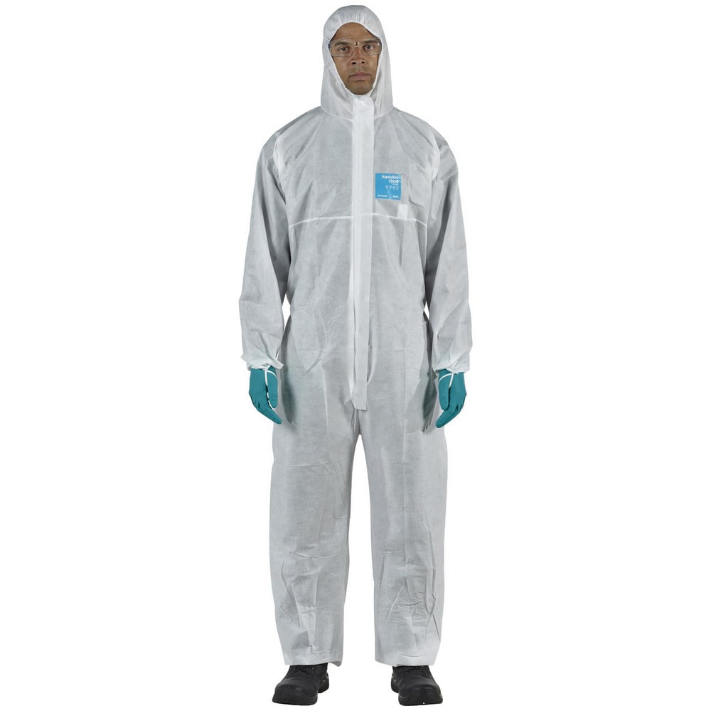 Disposable Coveralls: Size Small, 0.7064 oz, SMS, 2-Way Zipper with Storm Flap Closure