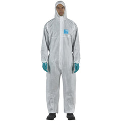 Disposable Coveralls: Size Large, 0.7064 oz, SMS, 2-Way Zipper with Storm Flap Closure