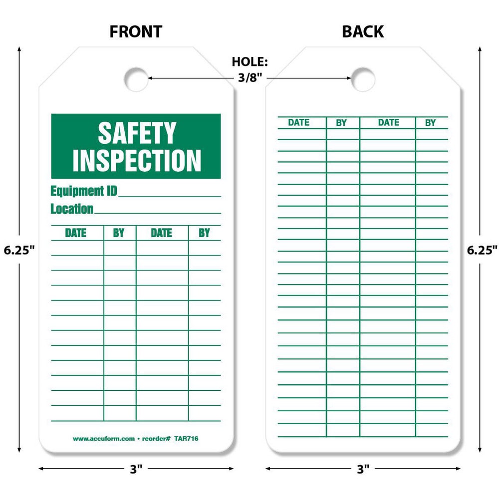 Inspection Tag: Rectangle, 6-1/4" High, Synthetic Paper, "Blank"