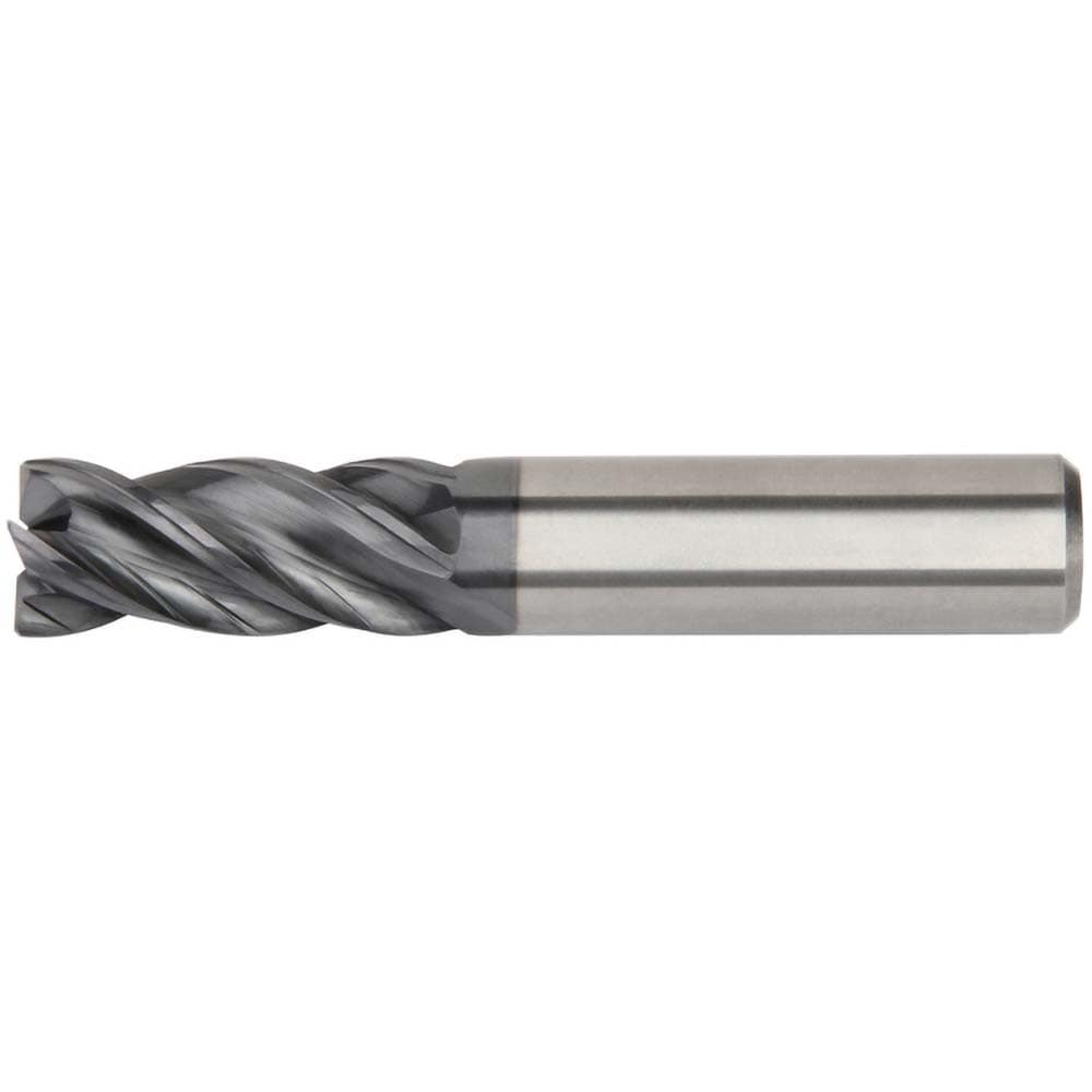 Square End Mill: 3/8" Dia, 1-1/2" LOC, 4 Flute, Solid Carbide