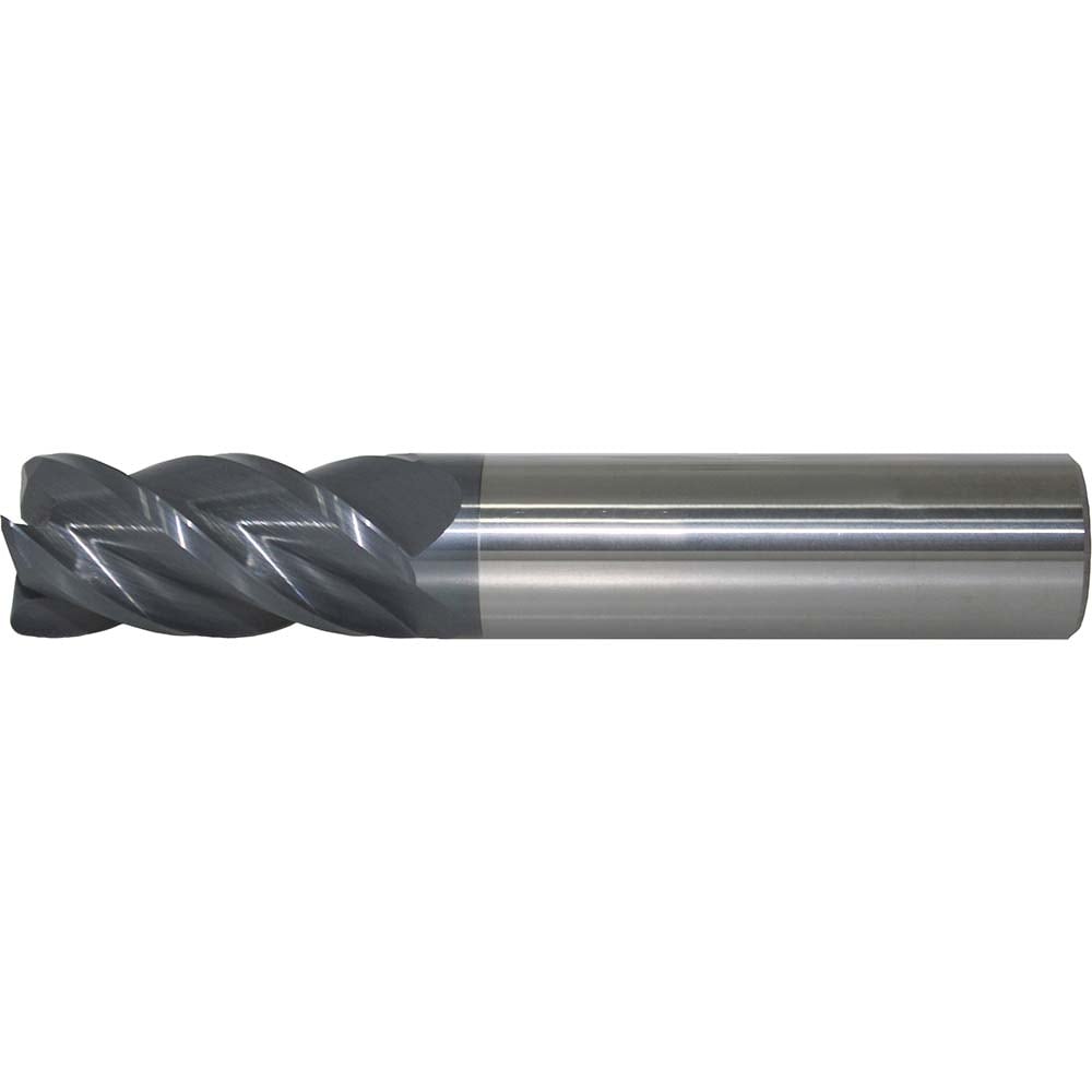 Corner Radius End Mill: 3/8" Dia, 7/8" LOC, 0.0300" Radius, 4 Flute, Solid Carbide