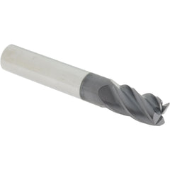 Corner Radius End Mill: 5/16" Dia, 1/2" LOC, 0.0100" Radius, 4 Flute, Solid Carbide