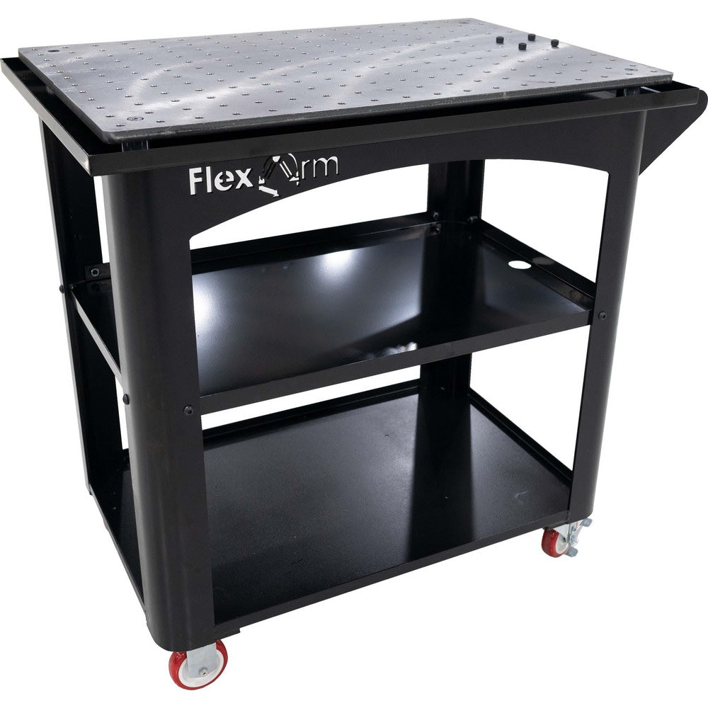 Workstation Utility Cart: 41" Long, 24" Wide, Powder Coated Steel, 1000 lb Capacity, Black