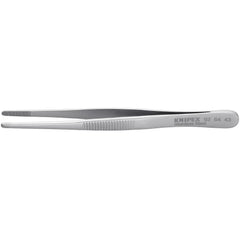 Tweezers; Tweezer Type: Utility; Pattern: Serrated Blunt Tip; Material: Stainless Steel; Tip Type: Blunt; Tip Shape: Pointed; Overall Length (Inch): 4-3/4; Grip Style: Smooth