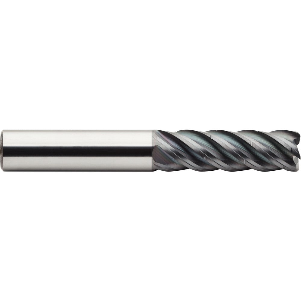 Corner Radius End Mill: 3/8" Dia, 1-1/4" LOC, 0.0300" Radius, 5 Flute, Solid Carbide