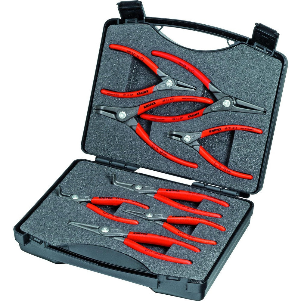 Retaining Ring Pliers Sets; Set Type: External Ring Pliers, Internal Ring Pliers; Minimum Ring Bore Diameter: 0.47; Maximum Ring Bore Diameter: 2.36 in; Minimum Shaft Diameter: 0.39 in; Maximum Shaft Diameter: 2.36 in; Auto Open: No