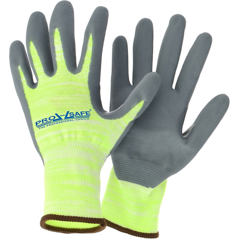 Cut-Resistant Gloves: PRO-SAFE Size Medium, ANSI Cut A2, ANSI Puncture 0, Nitrile, HPPE Blend