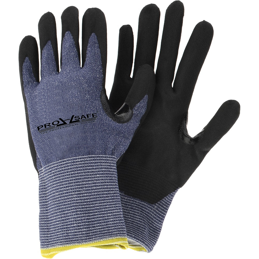 Cut-Resistant Gloves: PRO-SAFE Size 2X-Large, ANSI Cut A3, ANSI Puncture 0, Nitrile, HPPE Blend