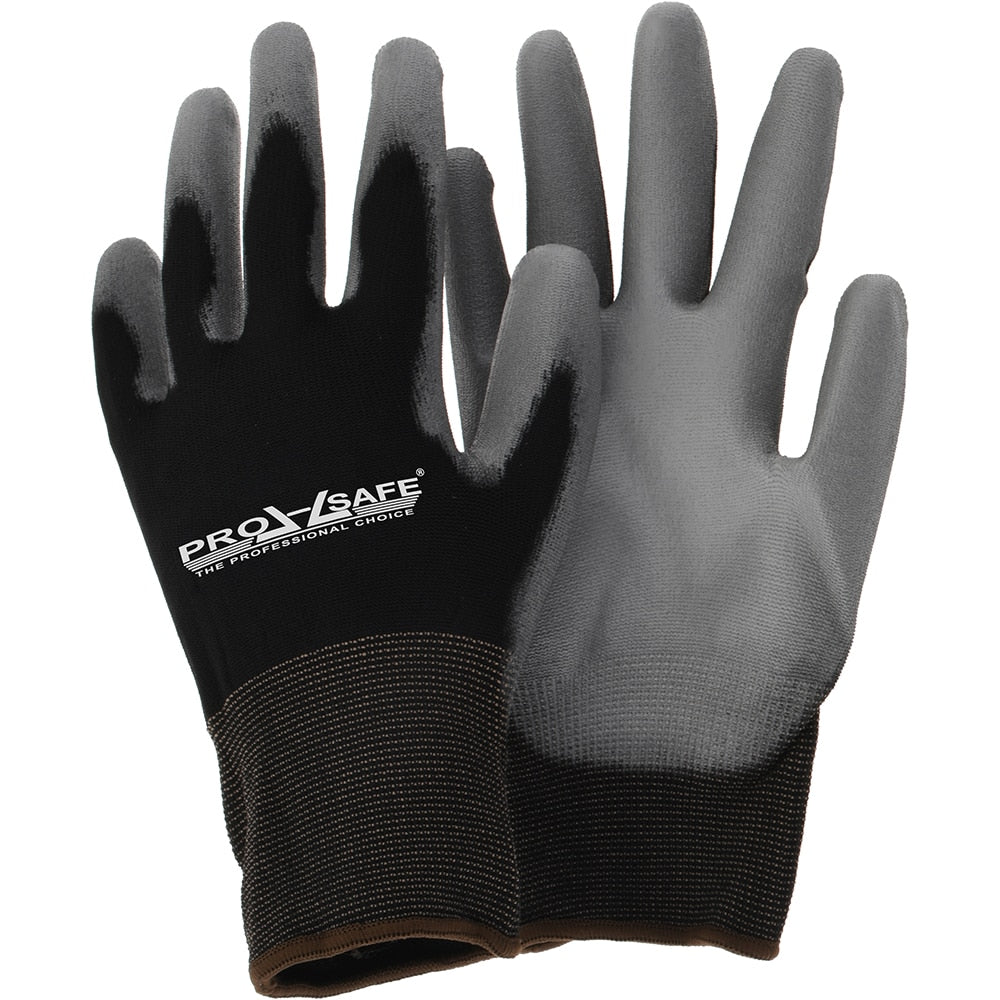 Work Gloves: PRO-SAFE Size Large, Polyurethane-Coated General Purpose