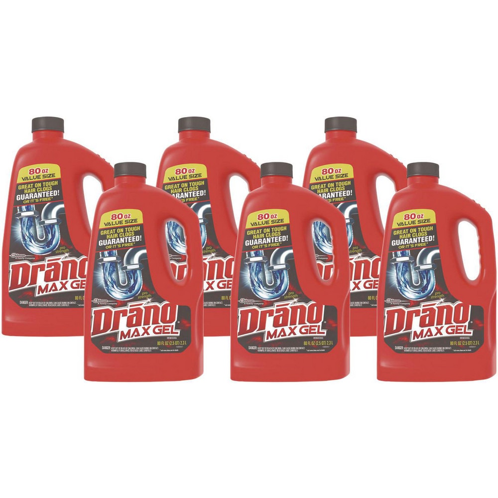 Drano Max Gel Clog Remover, 80 oz, 6/Case