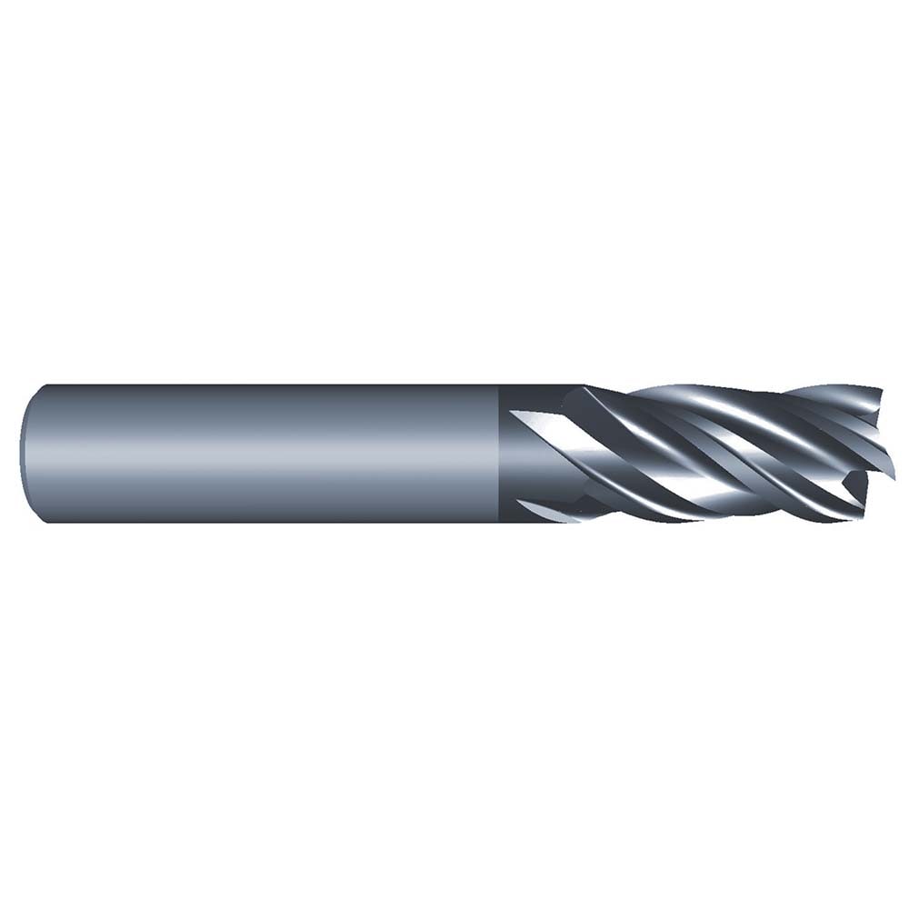 Corner Radius End Mill: 3/8" Dia, 1" LOC, 0.0300" Radius, 4 Flute, Solid Carbide