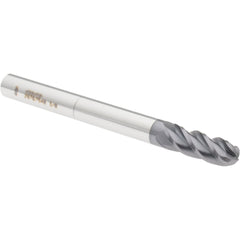 Ball End Mill: 3/8" Dia, 1" LOC, 4 Flute, Solid Carbide