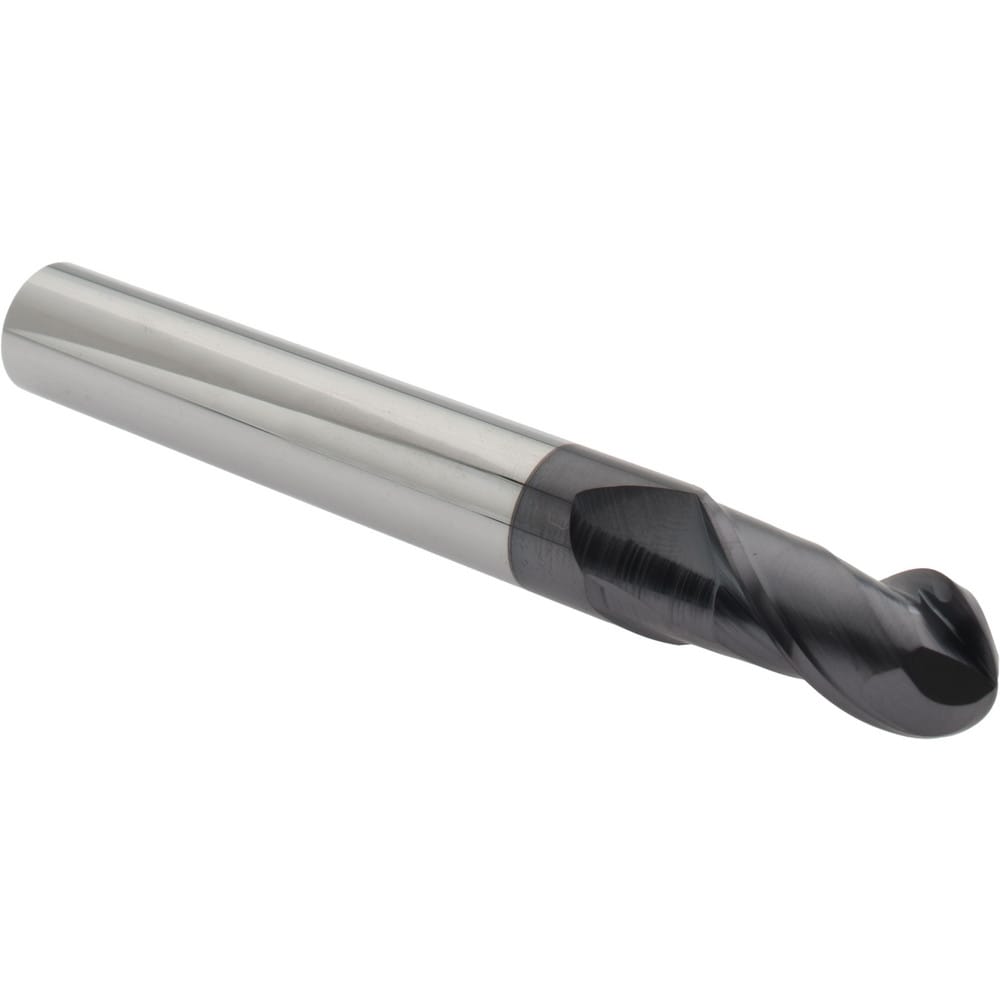 Ball End Mill: 1/2" Dia, 1" LOC, 2 Flute, Solid Carbide