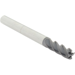 Corner Radius End Mill: 3/8" Dia, 1" LOC, 0.0300" Radius, 4 Flute, Solid Carbide