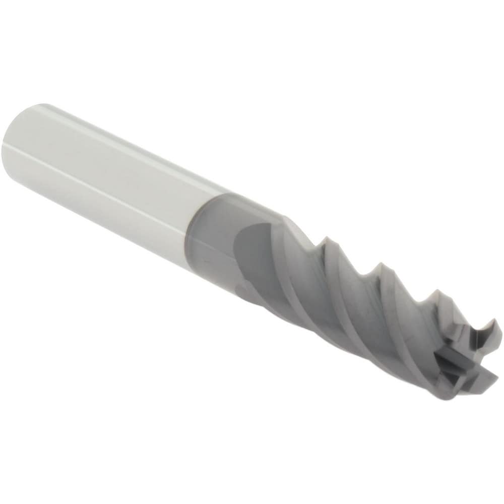 Corner Radius End Mill: 3/8" Dia, 1-1/8" LOC, 0.0600" Radius, 4 Flute, Solid Carbide