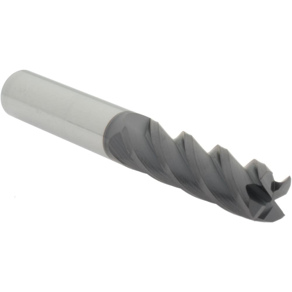 Corner Radius End Mill: 5/8" Dia, 2-1/8" LOC, 0.0100" Radius, 4 Flute, Solid Carbide