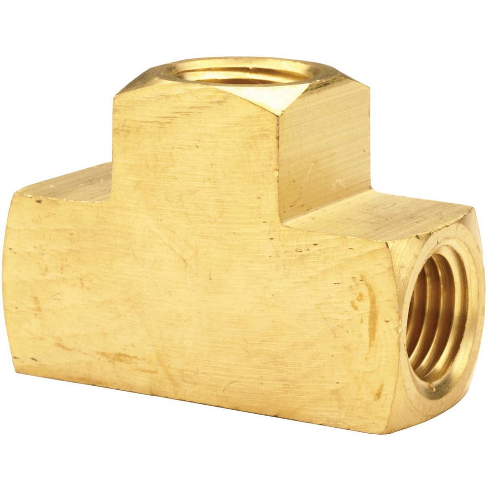 Brass & Chrome Pipe Fittings; Fitting Type: Female Pipe Tee; Fitting Size: 1/4 x 1/4; End Connections: FNPT; Material Grade: CA360; Connection Type: Threaded; Pressure Rating (psi): 1000; Fitting Shape: Tee; Thread Standard: NPTF