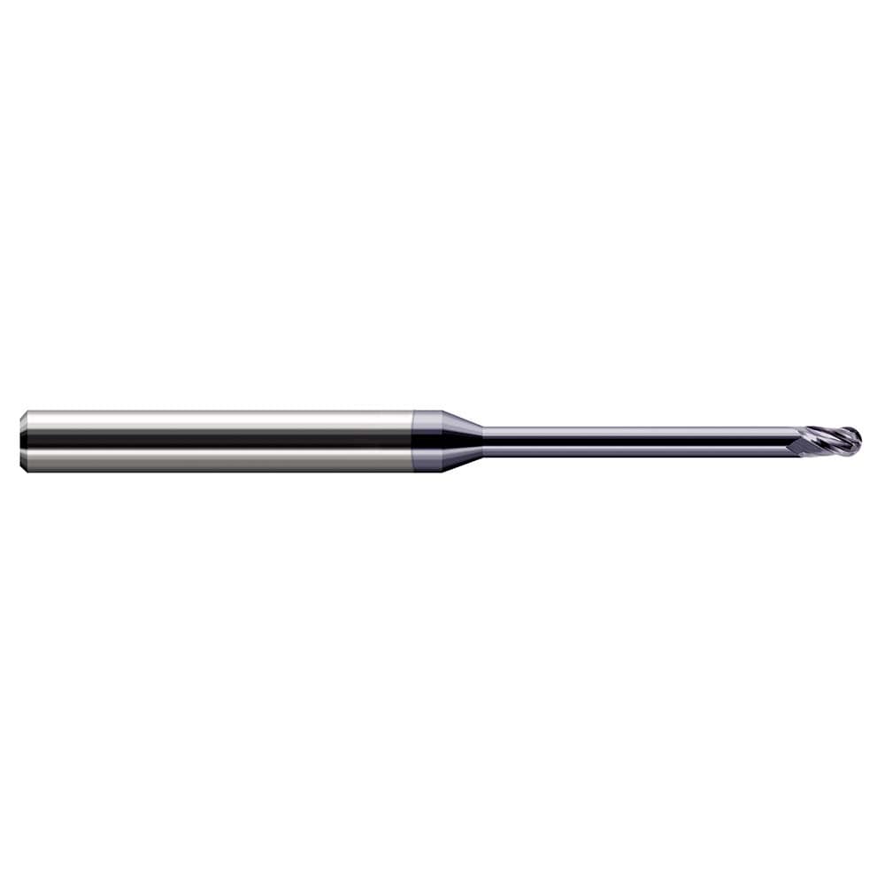 Ball End Mill: 0.0250" Dia, 0.0380" LOC, 4 Flute, Solid Carbide