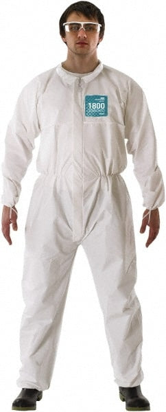 Non-Disposable Rain & Chemical-Resistant Coveralls: Size 2X-Large, White, Film Laminate