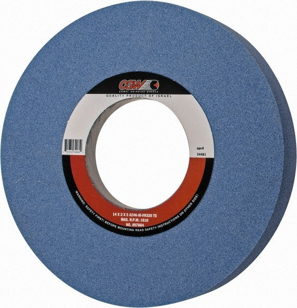 Surface Grinding Wheel: 14" Dia, 2" Thick, 5" Arbor, 46 Grit