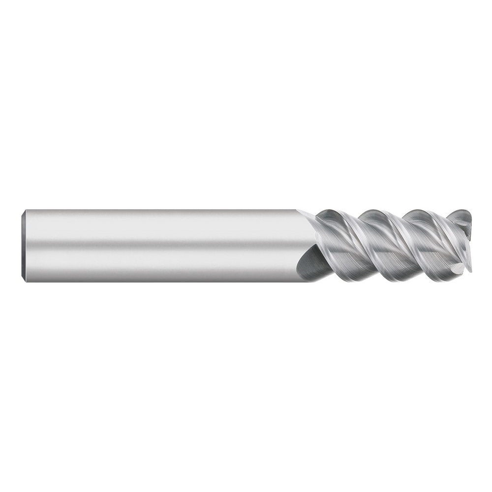 Corner Radius End Mill: 3/8" Dia, 1" LOC, 0.0200" Radius, 3 Flute, Solid Carbide