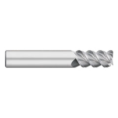 Corner Radius End Mill: 3/16" Dia, 5/8" LOC, 0.0100" Radius, 3 Flute, Solid Carbide