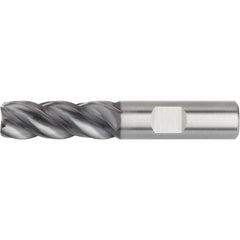 Square End Mill: 1/4" Dia, 3/4" LOC, 4 Flute, Solid Carbide