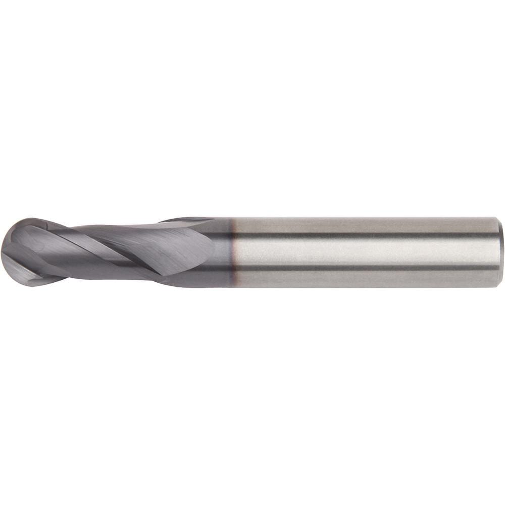 Ball End Mill: 12.00 mm Dia, 22.00 mm LOC, 2 Flute, Solid Carbide