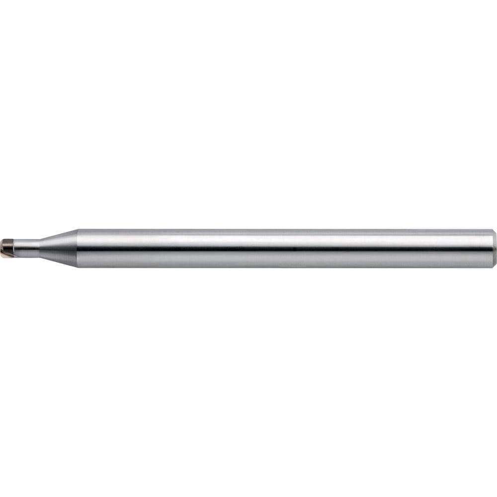 Corner Radius End Mill: 0.80 mm Dia, 0.56 mm LOC, 0 deg Helix, CBN Coated, Corner Radius End, Centercutting Series CBN-LBFRRF