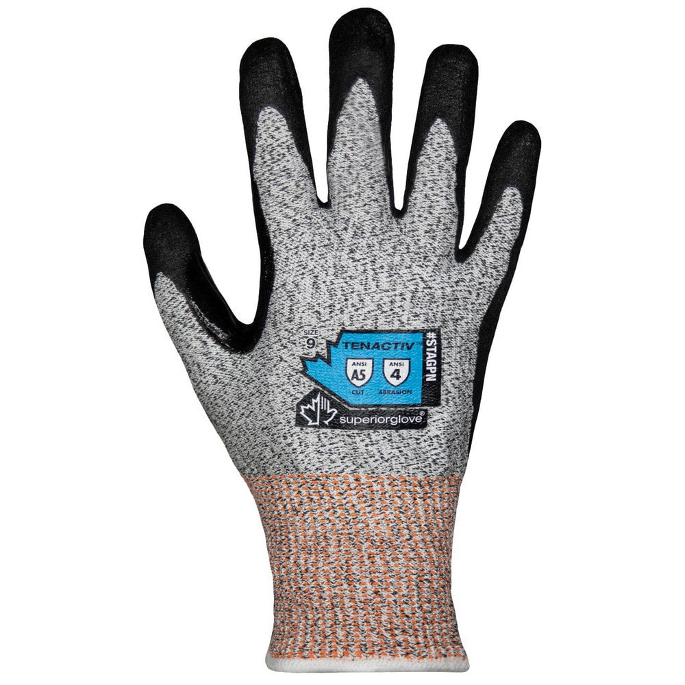 Cut, Puncture & Abrasion-Resistant Gloves: Superior Glove Works STAGPN, Size Large, ANSI Cut A5, ANSI Puncture 5, Micropore Nitrile, Engineered Yarn