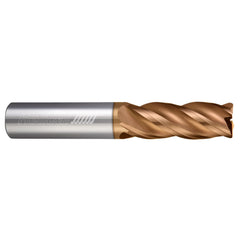 Corner Radius End Mill: 3/16" Dia, 1" LOC, 0.0100" Radius, 4 Flute, Solid Carbide