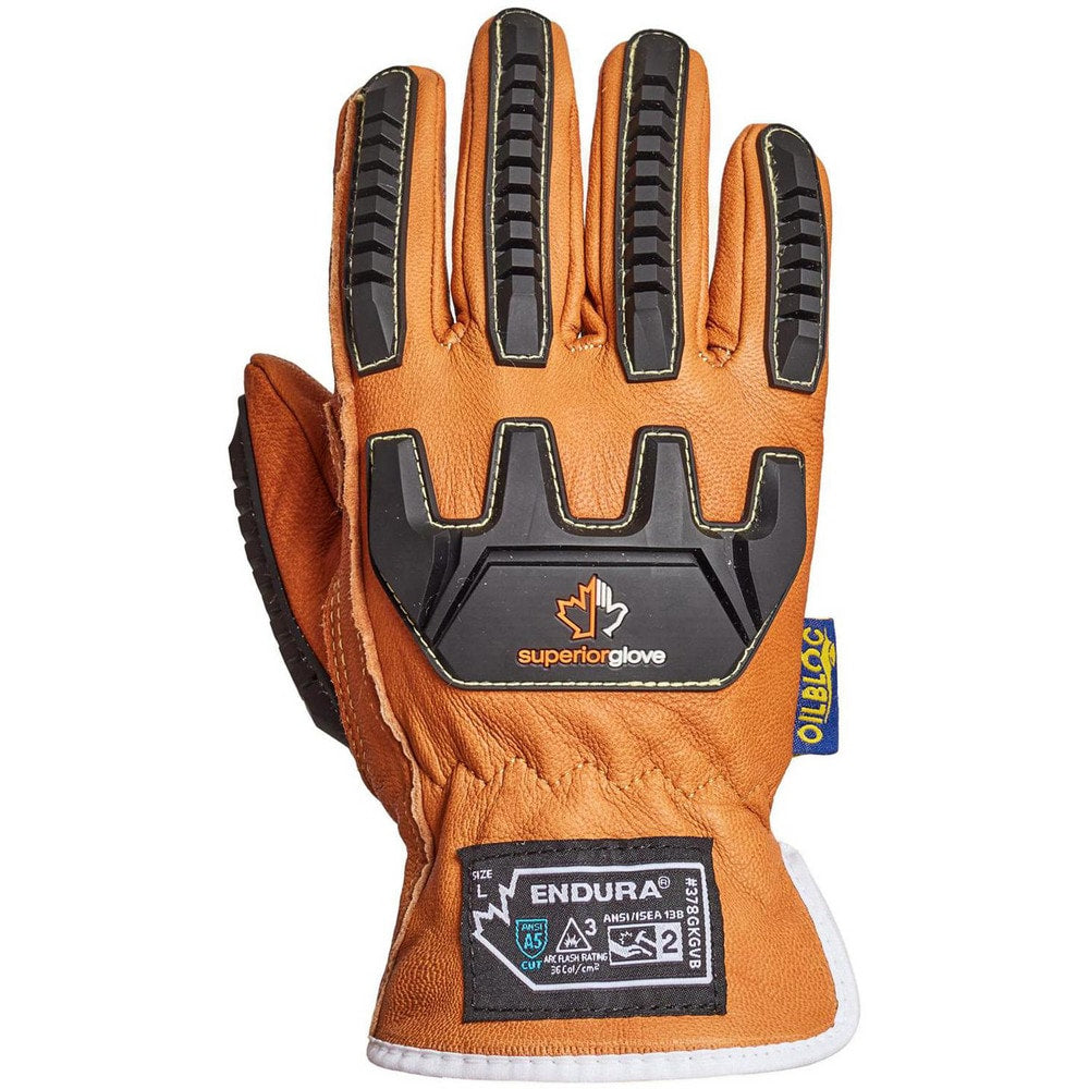 Cut, Puncture & Abrasion-Resistant Gloves: Superior Glove Works 378GKGVB, Size 2X-Large, ANSI Cut A5, ANSI Puncture 4, Engineered Yarn Lined, Goatskin